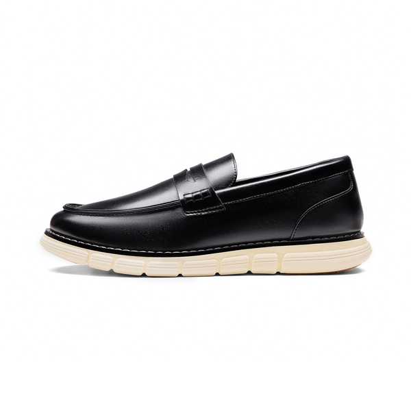 Men's Slip-On PU Leather Penny Loafers - BLACK - 2